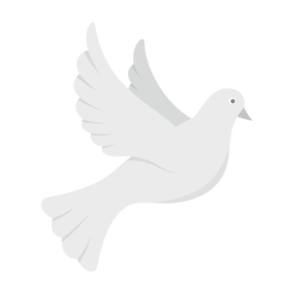 icono de paloma blanca de la paz, tipo plano vector