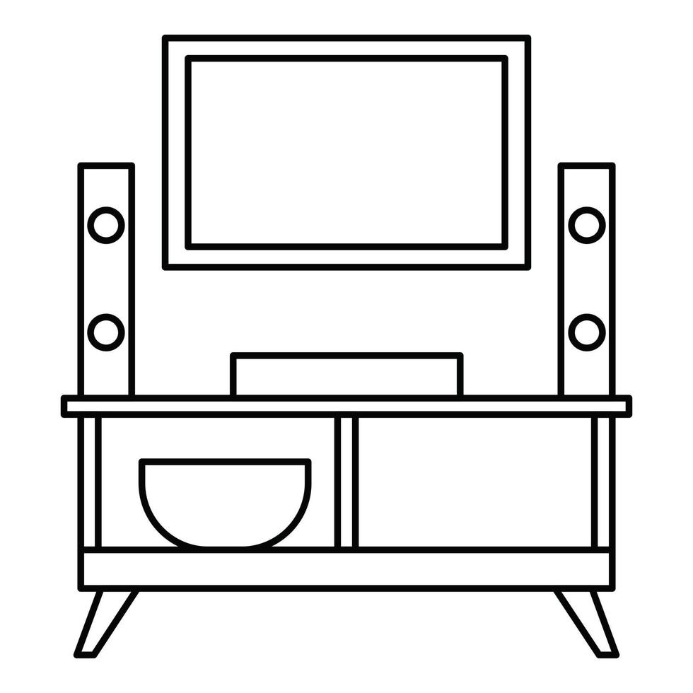 icono del sistema de televisión en casa, estilo de esquema vector
