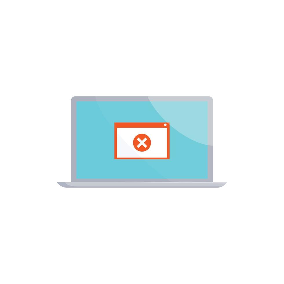 Error sign on a laptop icon, cartoon style vector