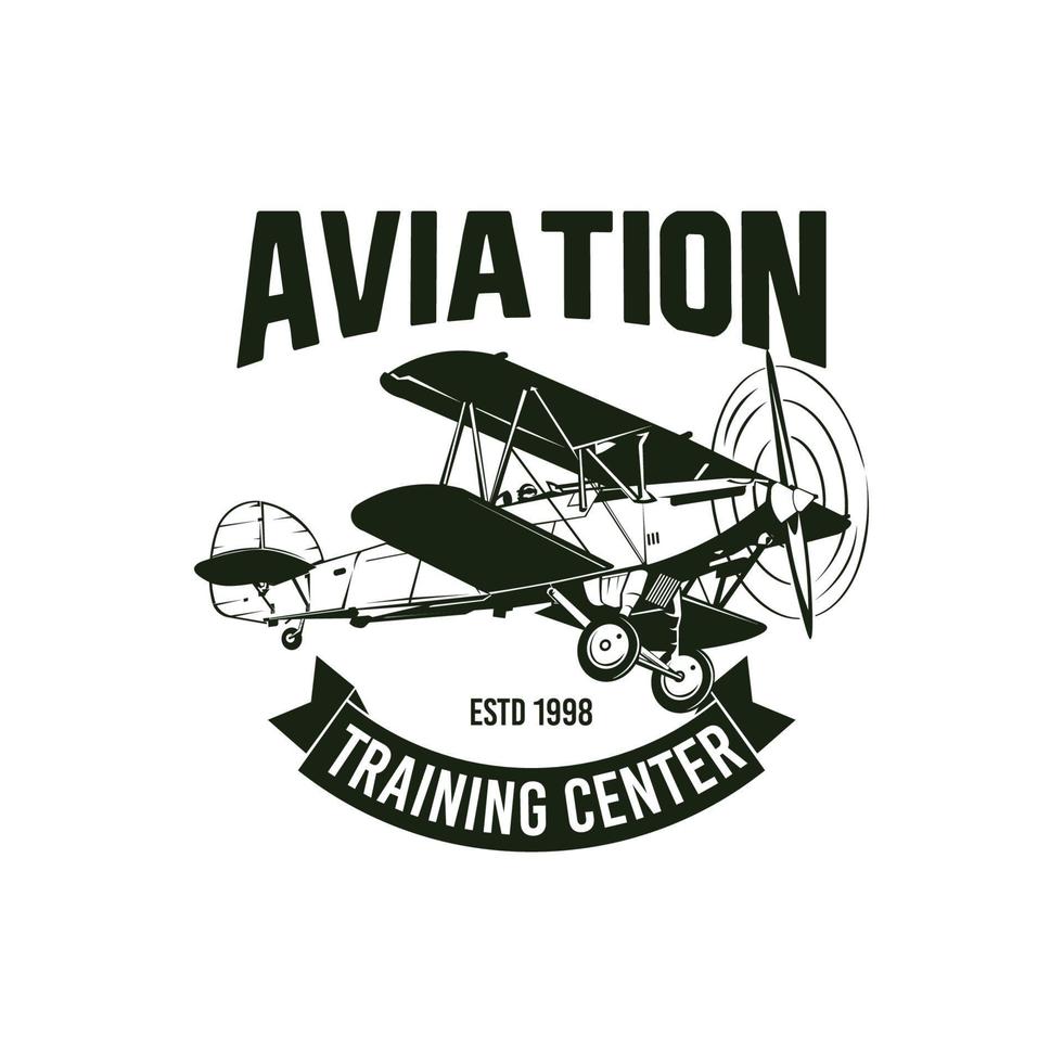 ilustración vectorial de avión vintage en estilo retro, perfecta para el diseño de camisetas y todo el diseño de mercancías también para el diseño del logotipo de la escuela de vuelo vector