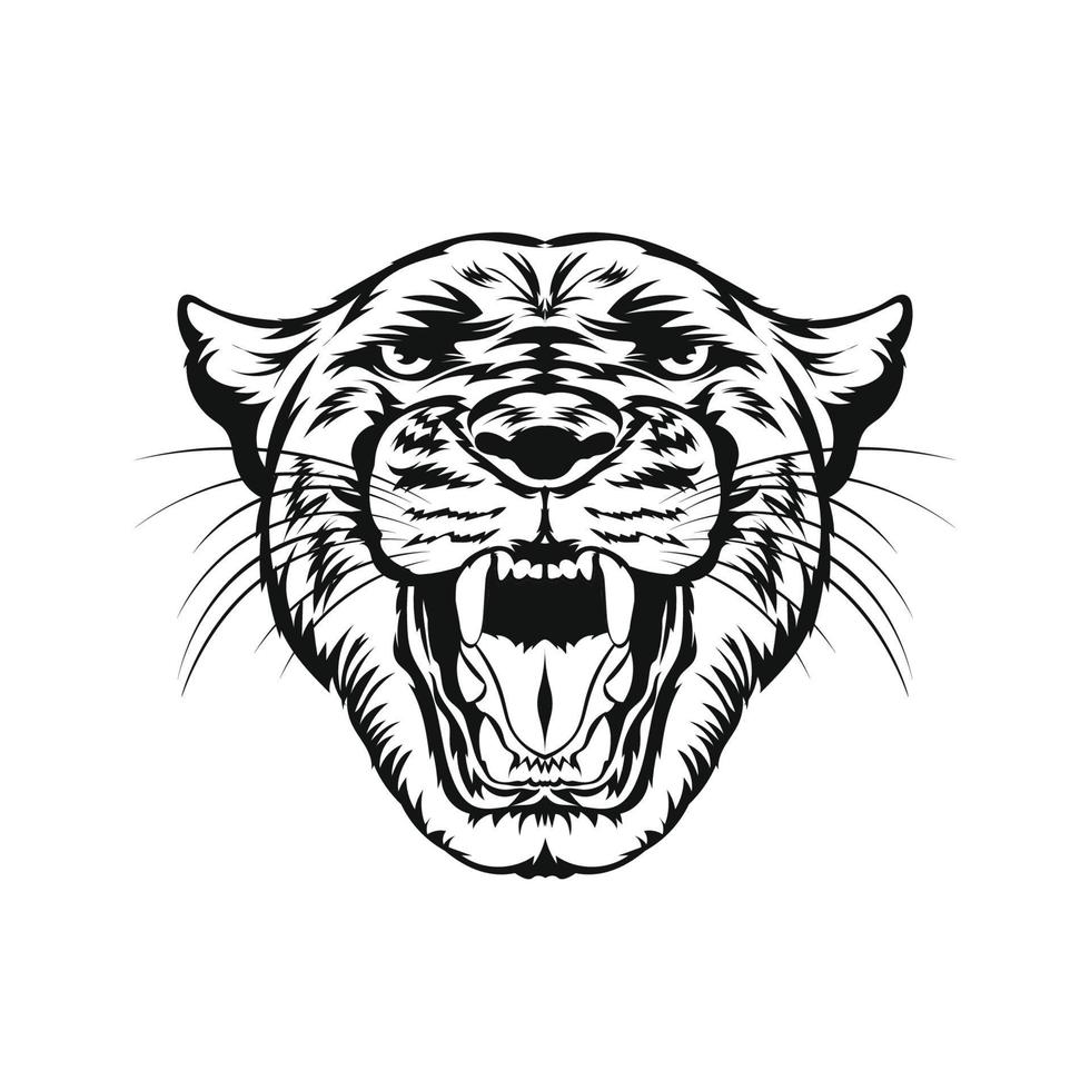 Angry Panther face vector illustration in retro comic color style, perfect for tshirt design and tattoo also mascot logo design