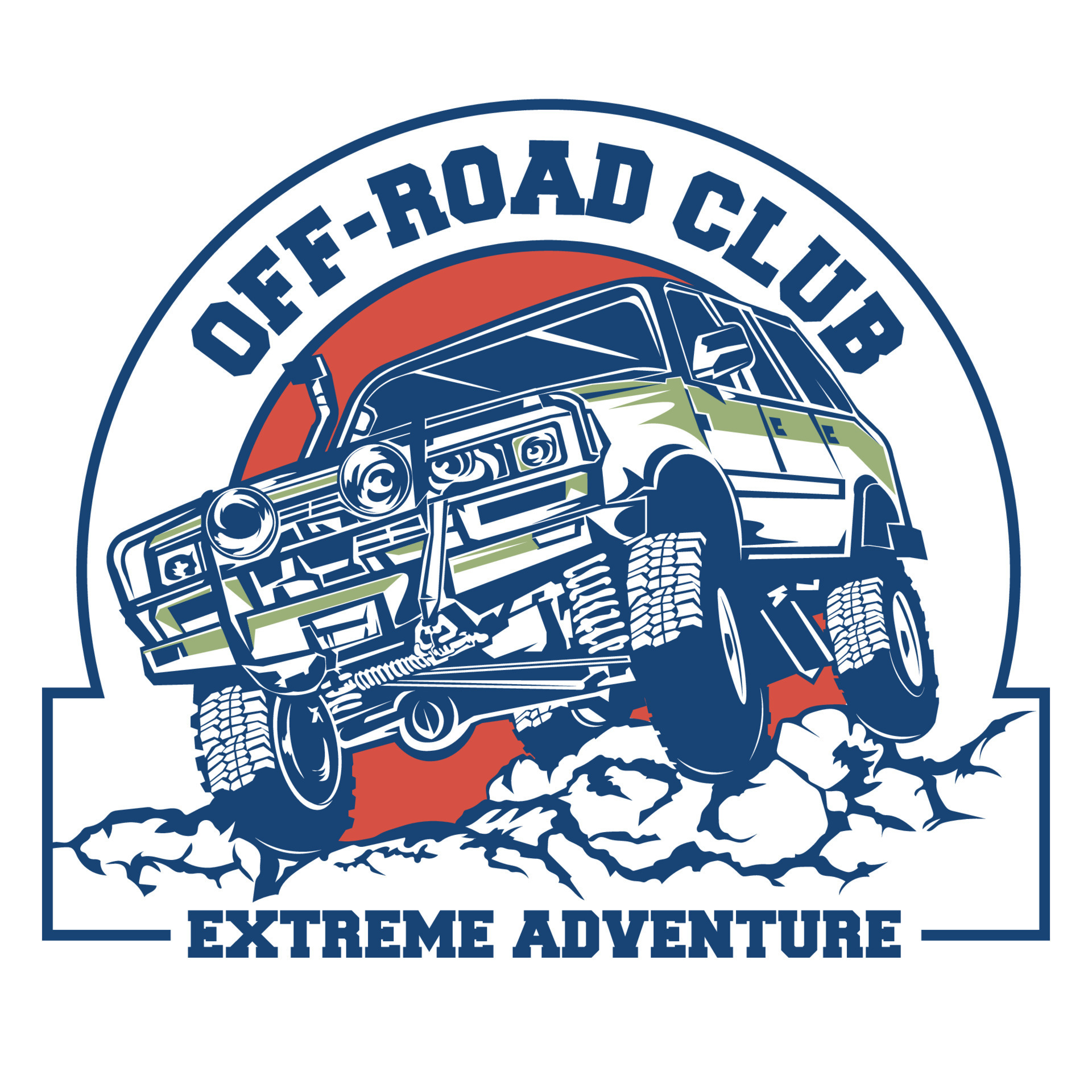 Off road adventure vector illustration in vintage color, perfect for