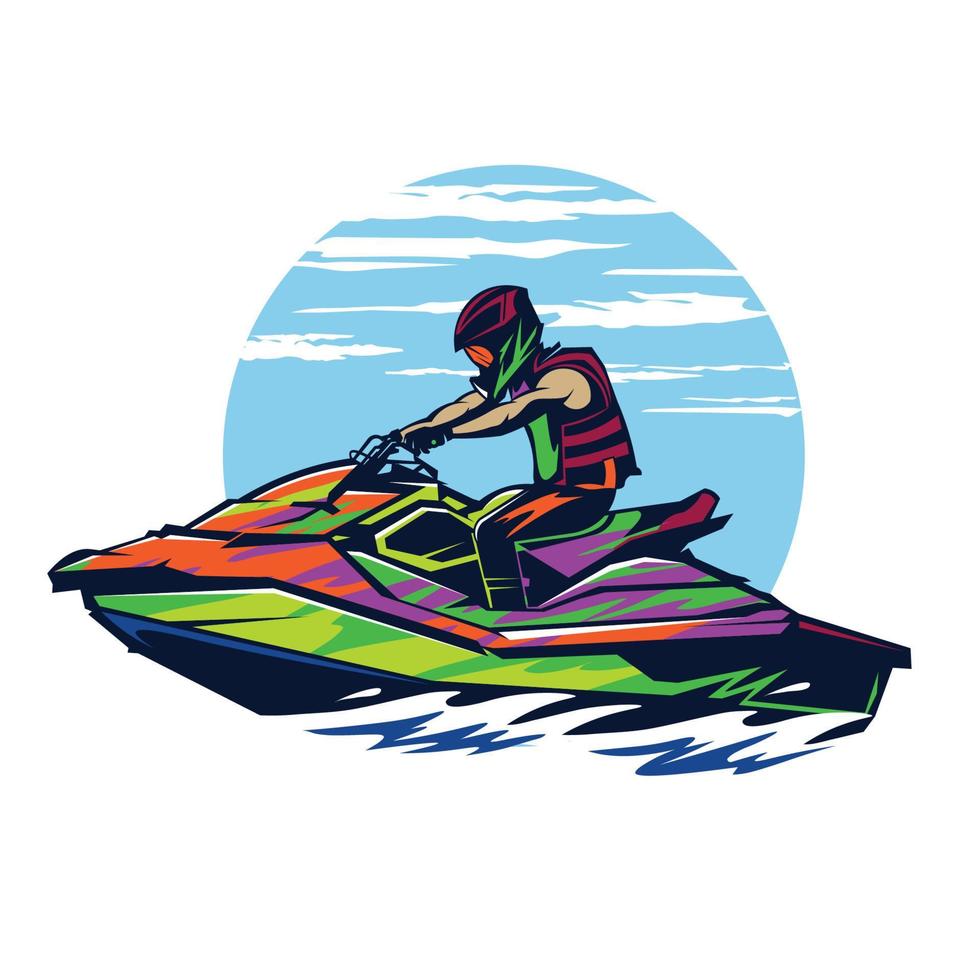 diseño de logotipo de ilustración vectorial de deportes acuáticos de motos acuáticas, perfecto para el logotipo del equipo del club y el diseño de camisetas vector