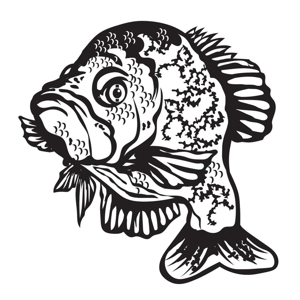 ilustración de vector de pez crappie, bueno para camiseta, club de pesca y diseño de logotipo de torneo de pesca