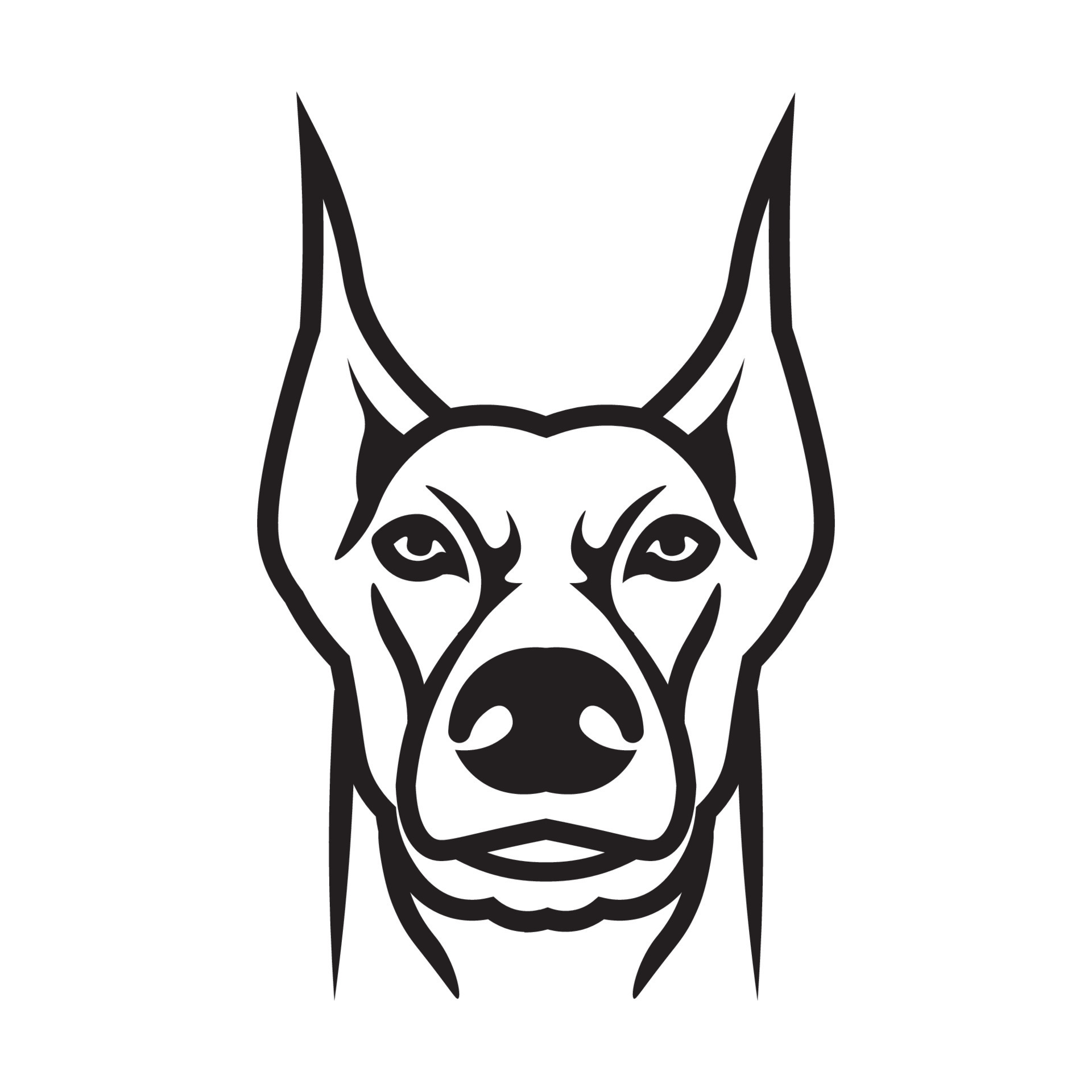 ilustración de vector de cara de cabeza de perro doberman perfecta para el  diseño de camisetas, entrenamiento de perros y logotipo de producto de  marca 14414307 Vector en Vecteezy