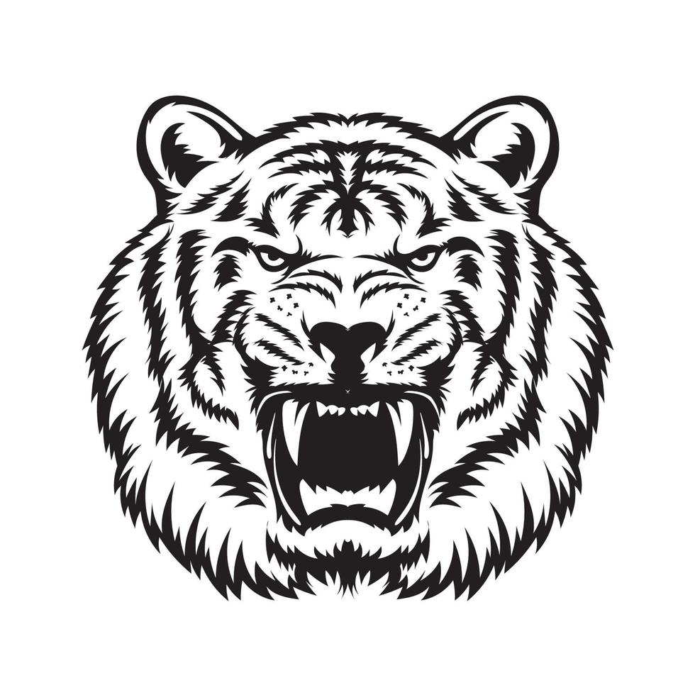 ilustración de vector de cara de tigre enojado, perfecta para diseño de camiseta y diseño de logotipo de mascota