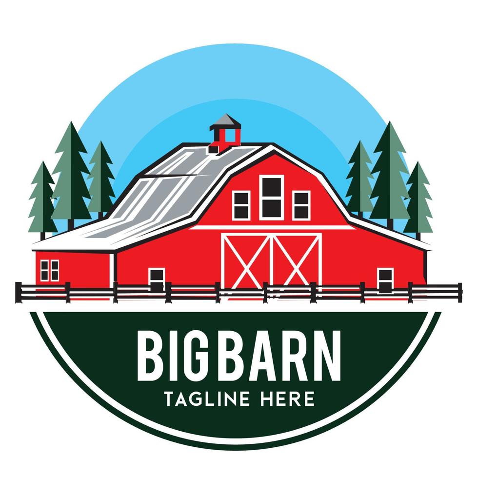 Red Barn Vector illustration in vintage style, perfect for Barn and farm Logo