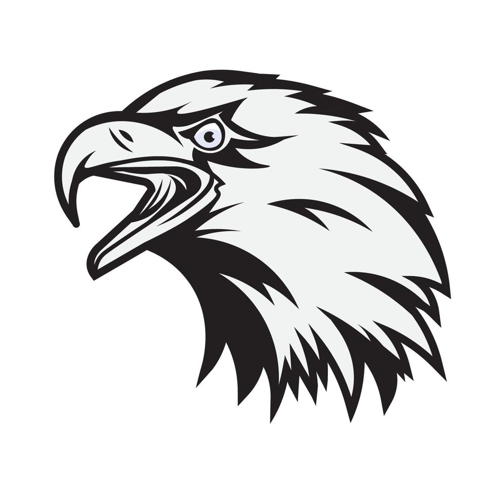 ilustración de vector de cabeza de águila con diseño de logotipo de escudo, perfecto para camisetas y diseño de logotipo de mascota de equipo deportivo