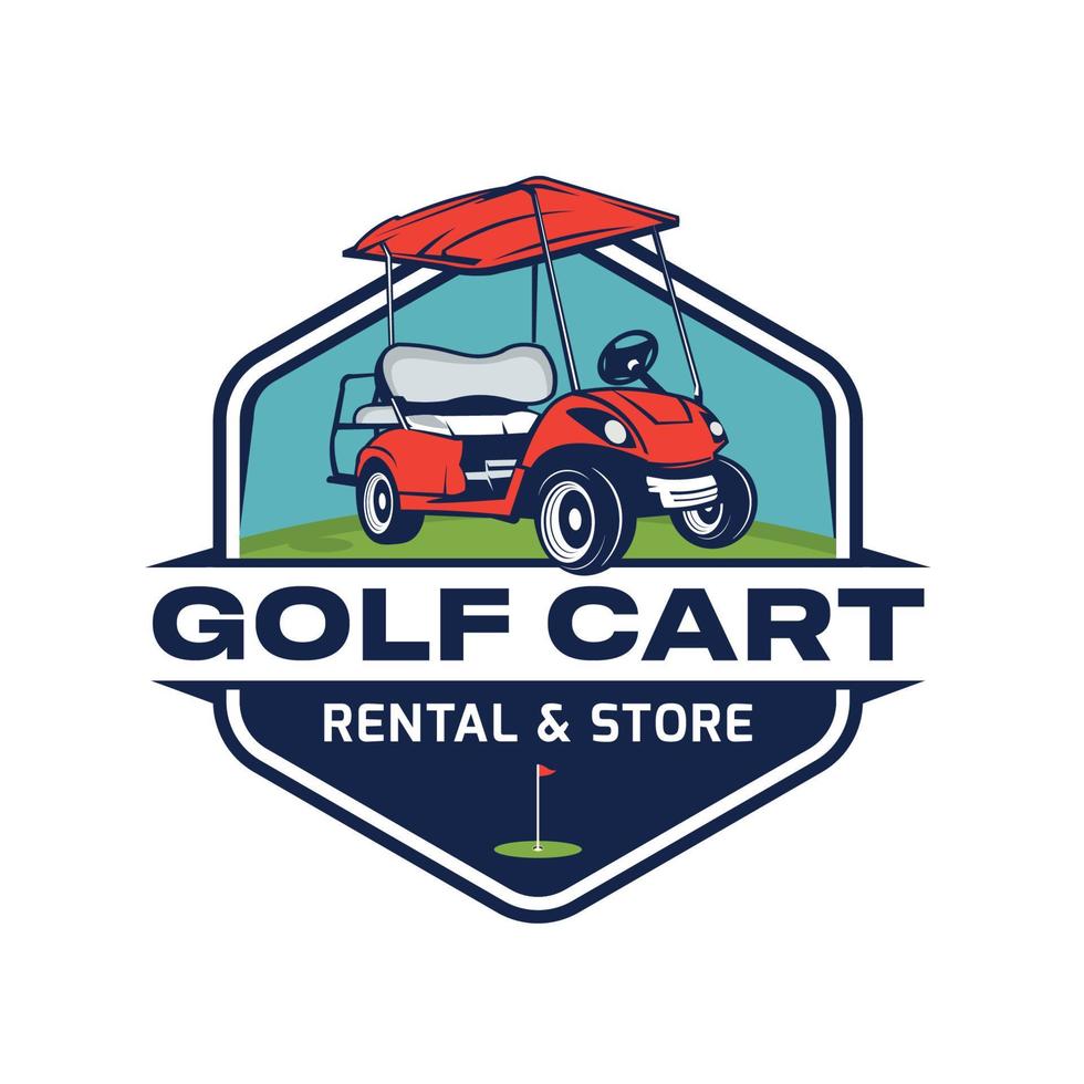 diseño de logotipo de ilustración vectorial de carro de golf, perfecto para el logotipo de la tienda de equipos de golf vector