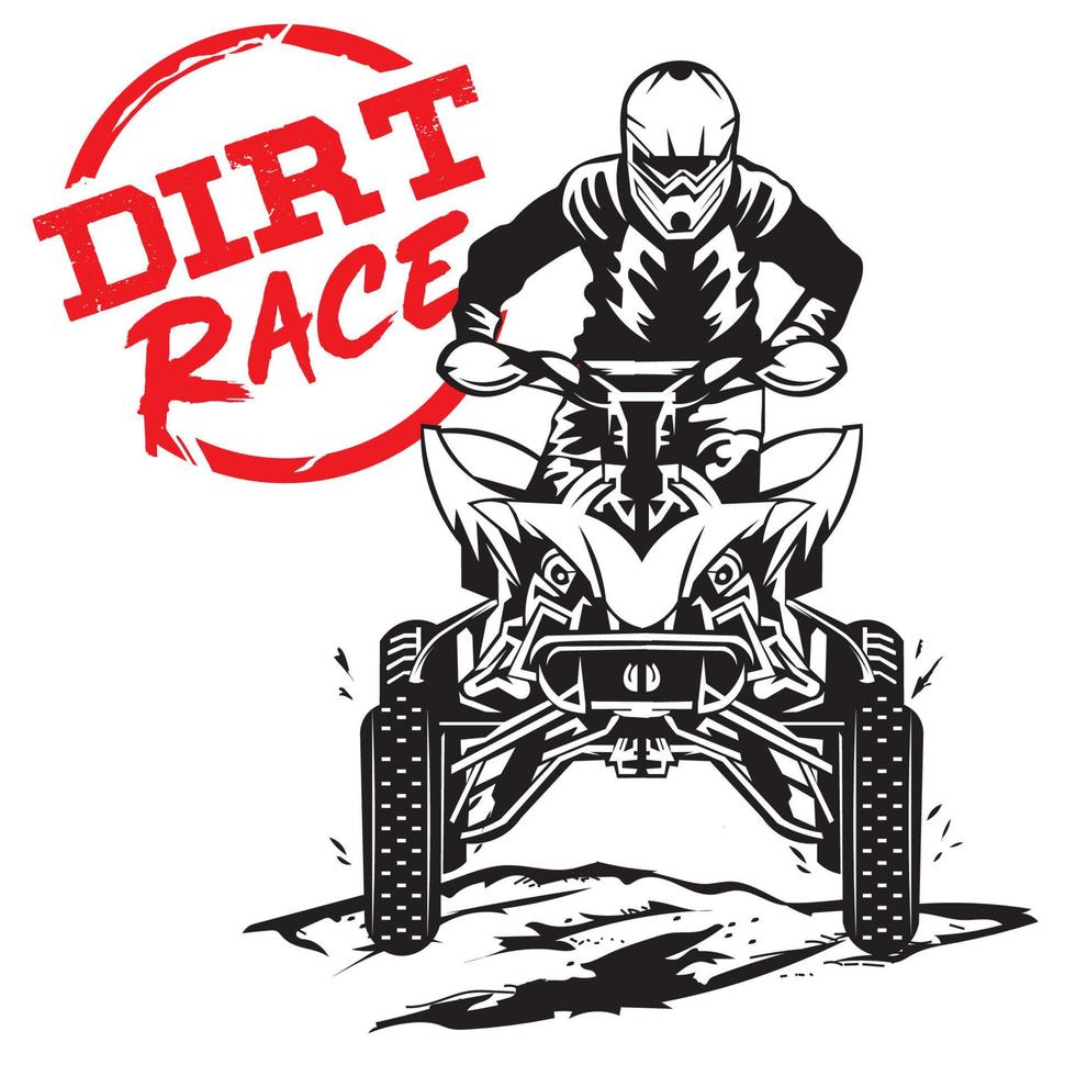 Quad ATV Extreme sport racing in badge logo design, good for t shirt design and championship event logo vector