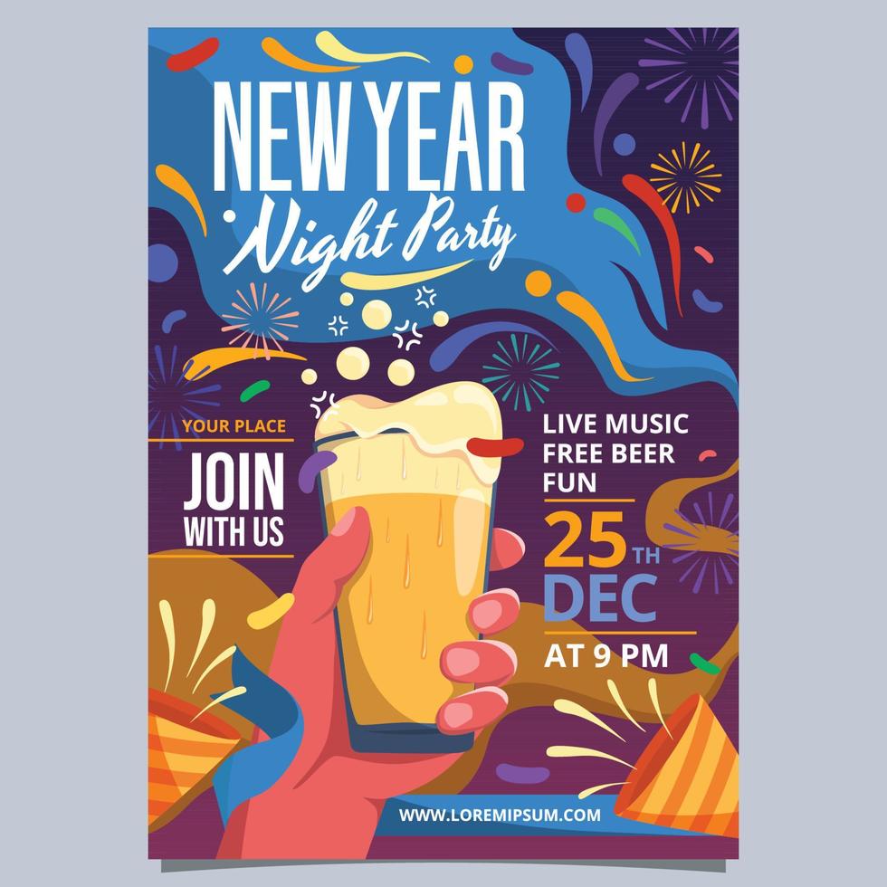 Celebrating New Year Party Poster Template vector