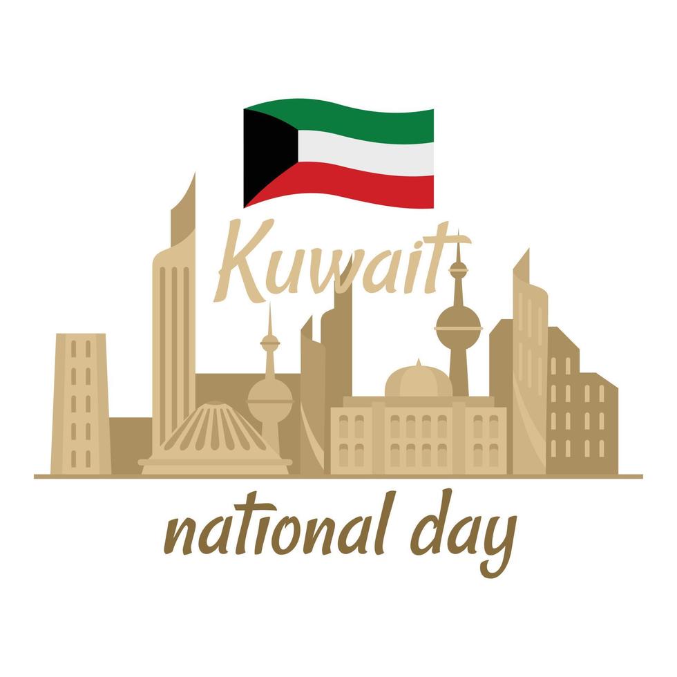 National Kuwait day background, flat style vector