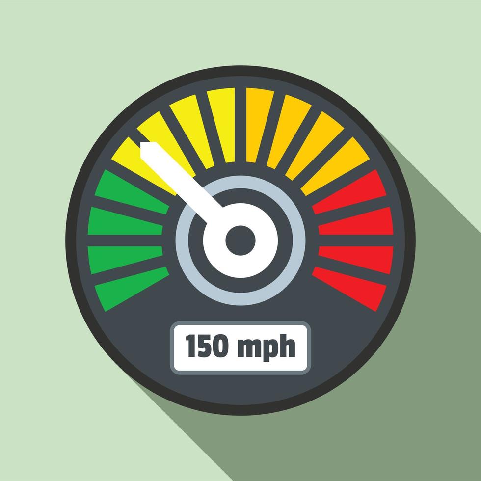 Colorful speedometer icon, flat style vector