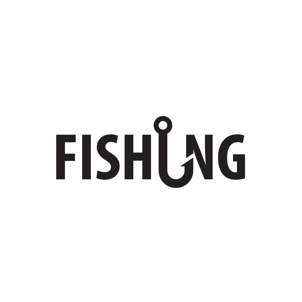 Fishing Hook Typography Logo vector