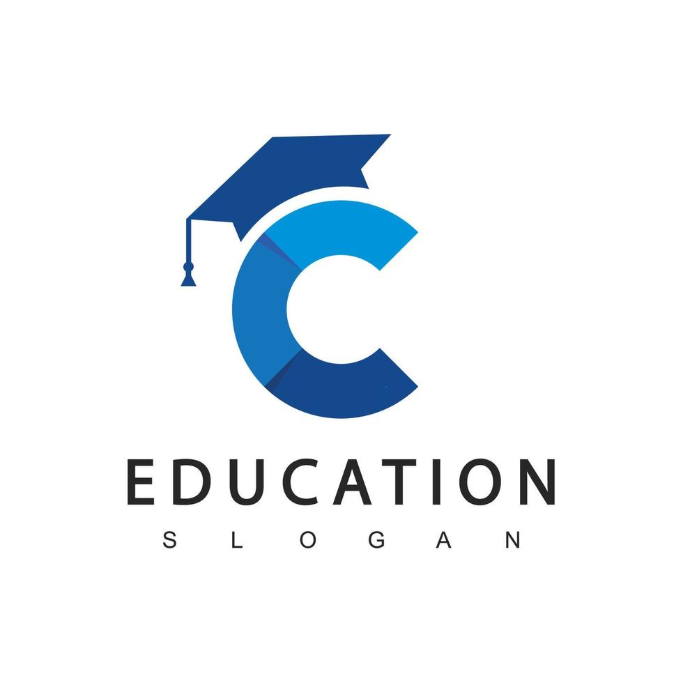 plantilla de diseño de logotipo de educación, concepto creativo e inteligente usando el símbolo de la letra c vector