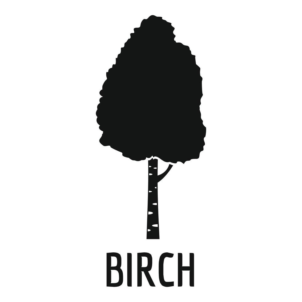 Birch tree icon, simple black style vector