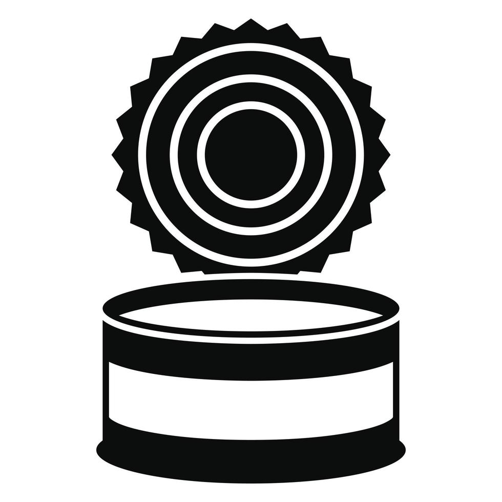 Open tin can icon, simple style vector