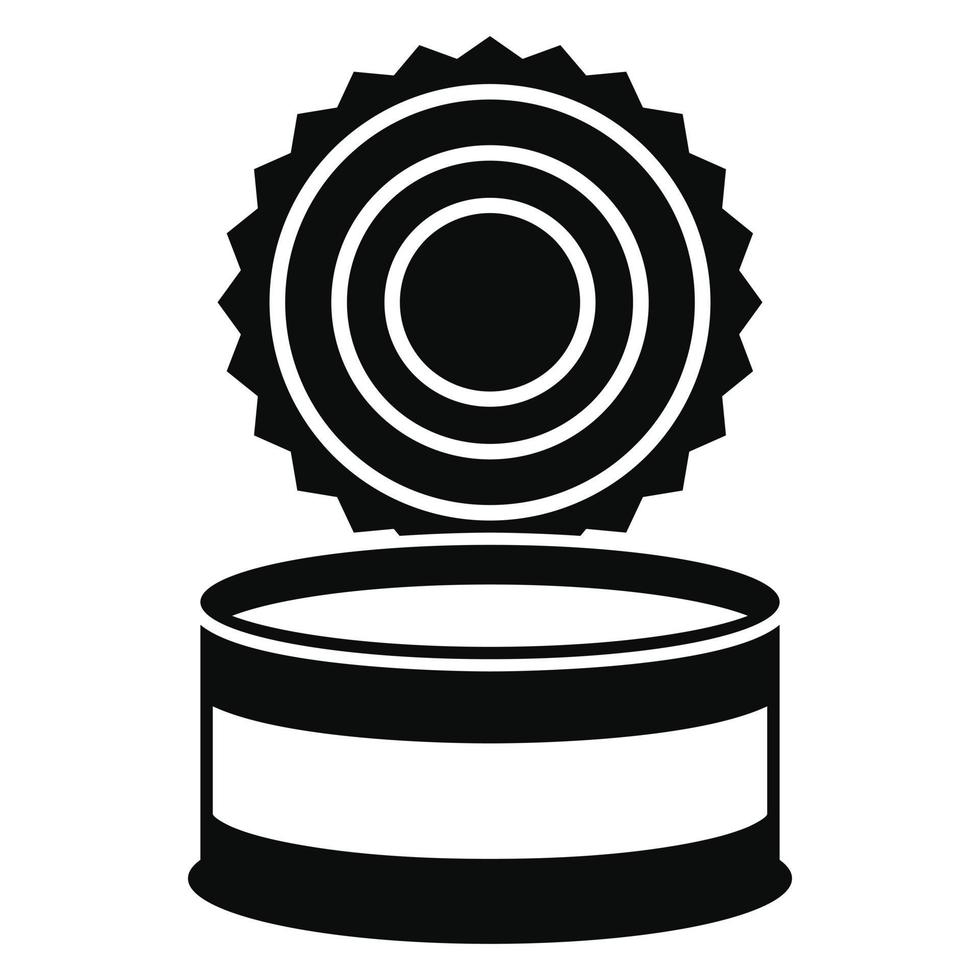 Open tin can icon, simple style vector