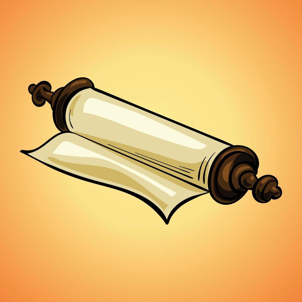 Wood rolled papyrus icon, cartoon style vector