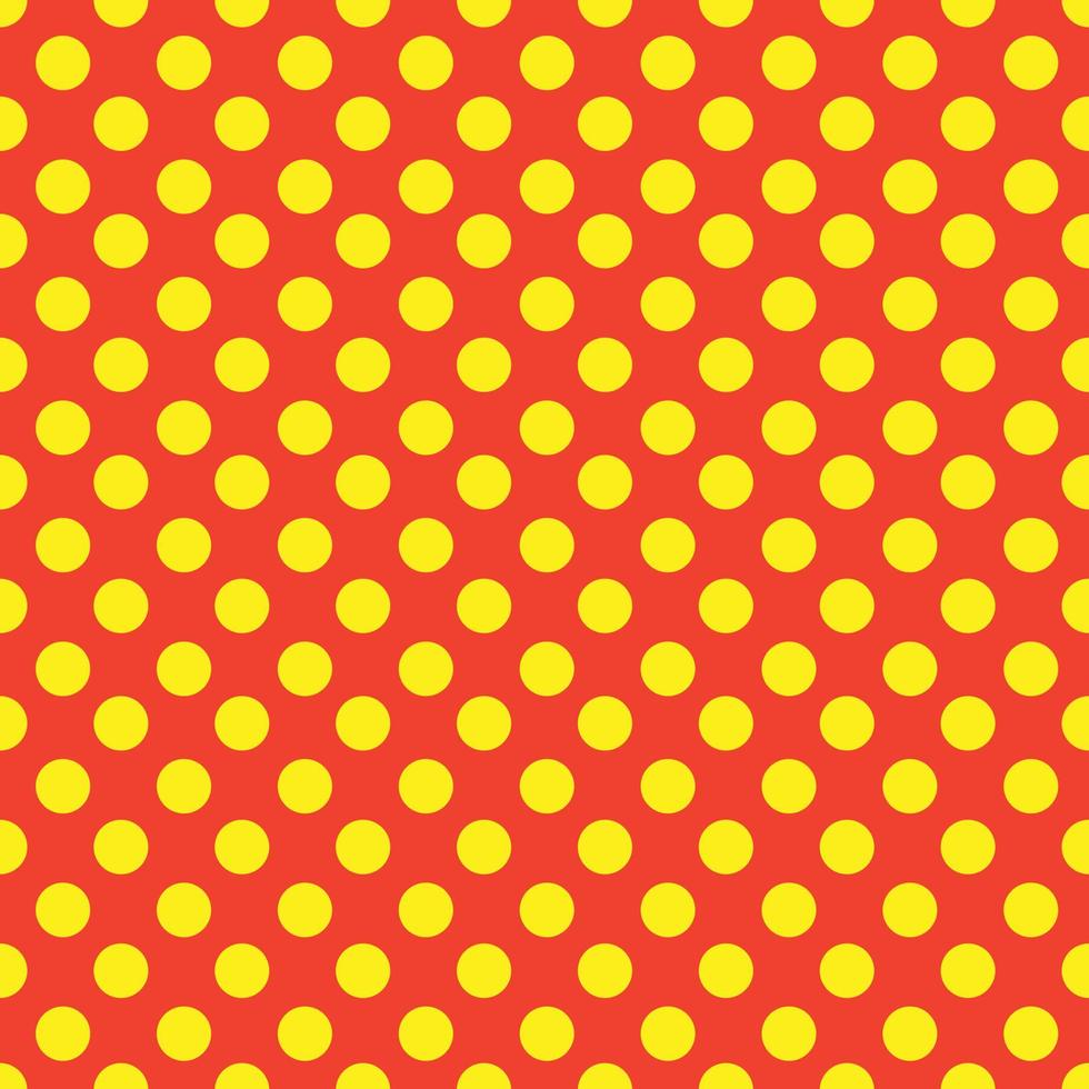 Yellow and red polka dot fabric background pattern vector