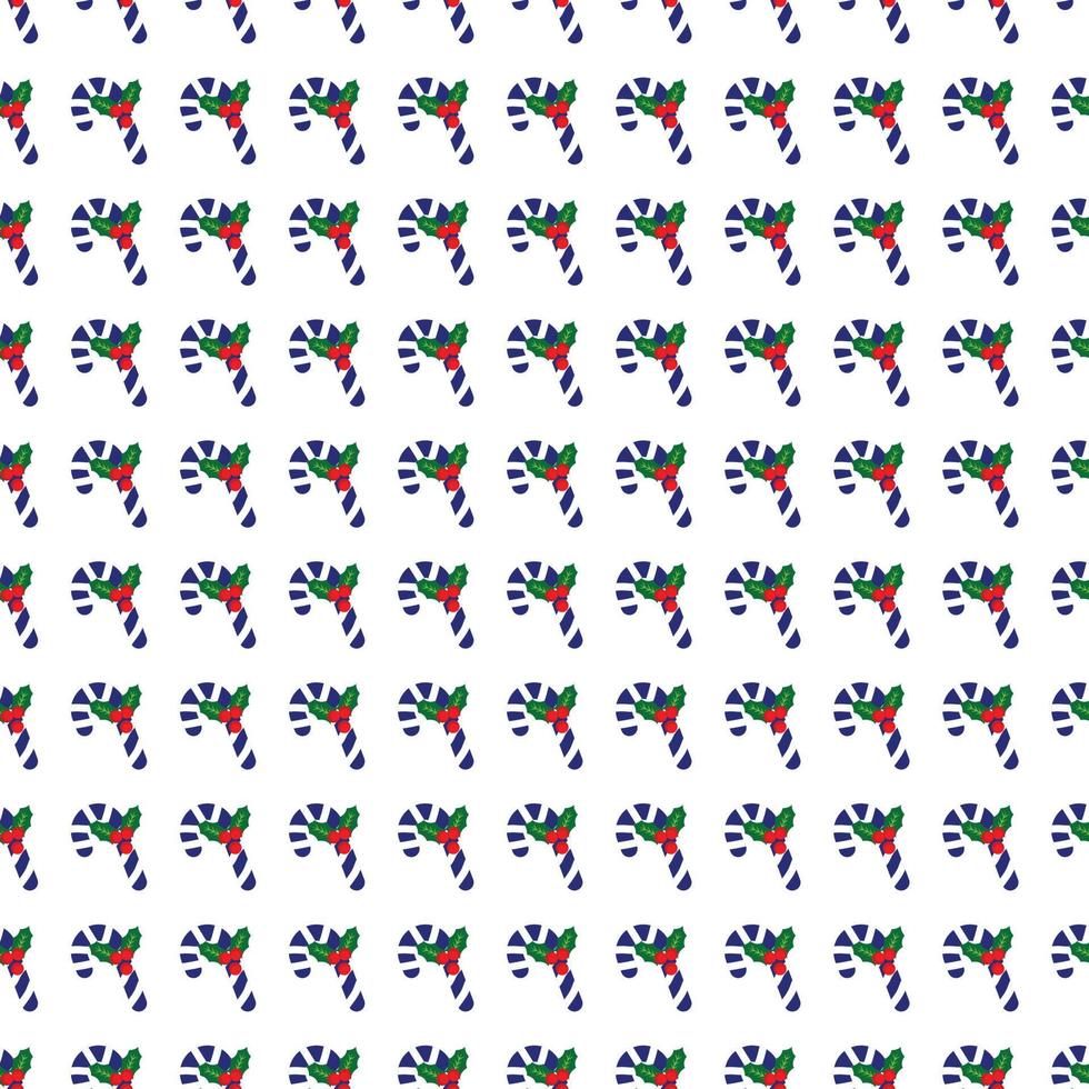 Seamless Christmas blue candy with a red berry background pattern vector