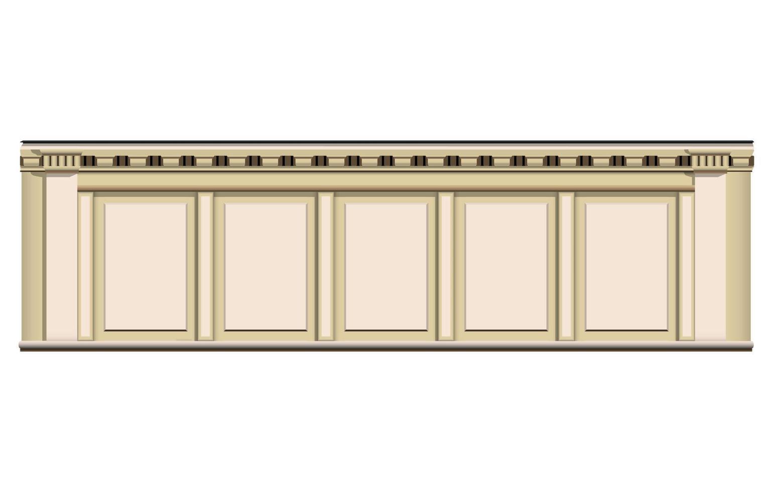 pared y columna de mármol beige en estilo realista. fachada de edificio antiguo. Ilustración de vector colorido aislado sobre fondo blanco.