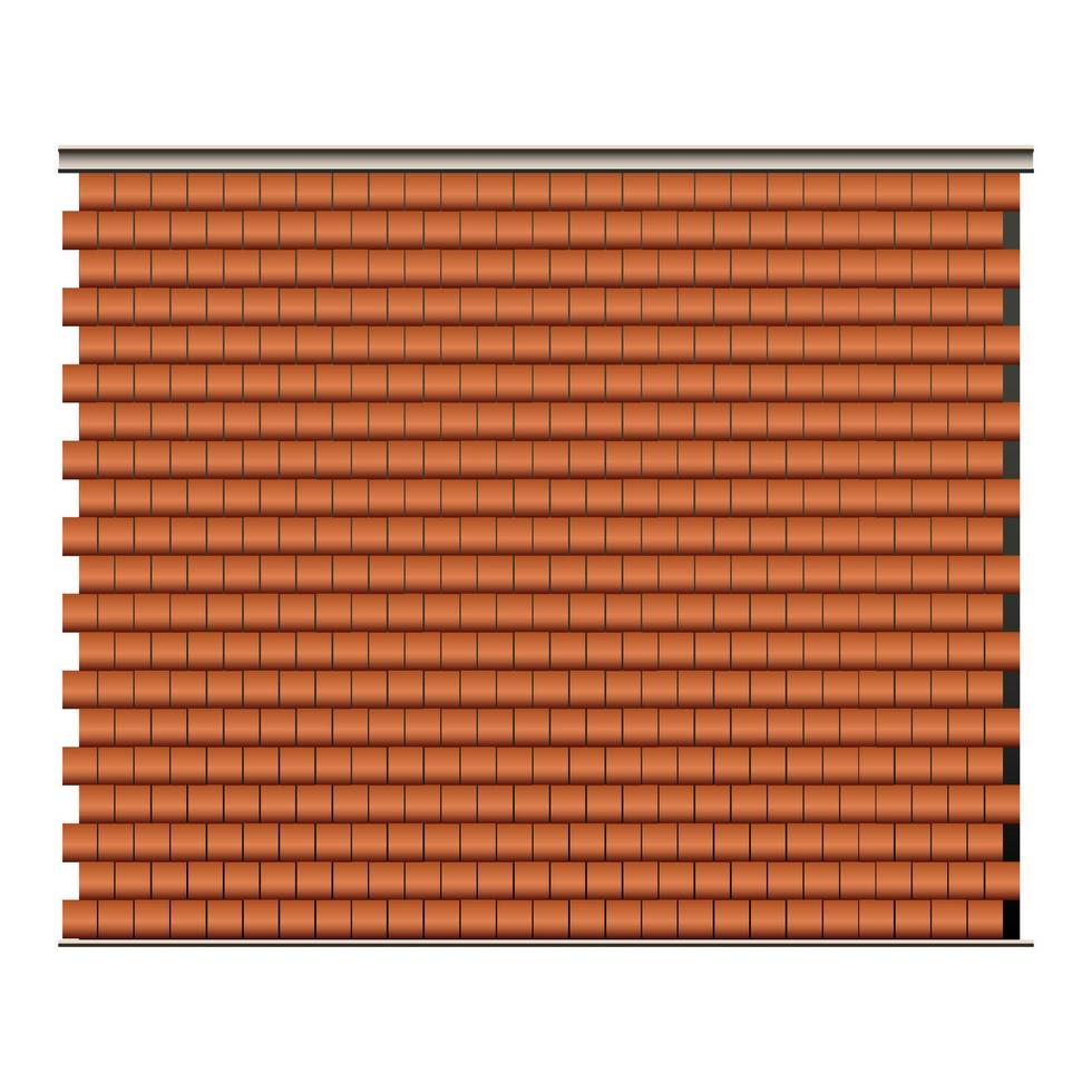 Red roof tiles, seamless in realistic style. Architectural detail for building design. Colorful vector illustration isolated on white background.