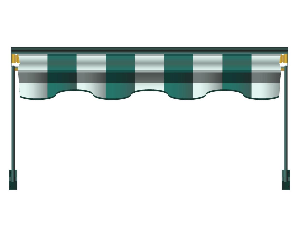 Striped awnings in realistic style. Awning for the cafes and street restaurants. Colorful vector illustration isolated on white background.