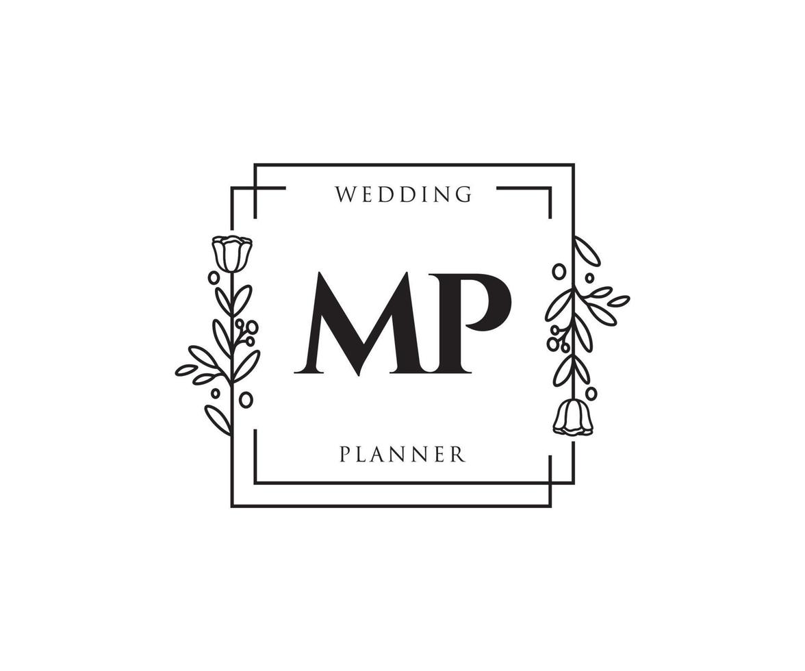 Initial MP feminine logo. Usable for Nature, Salon, Spa, Cosmetic and Beauty Logos. Flat Vector Logo Design Template Element.