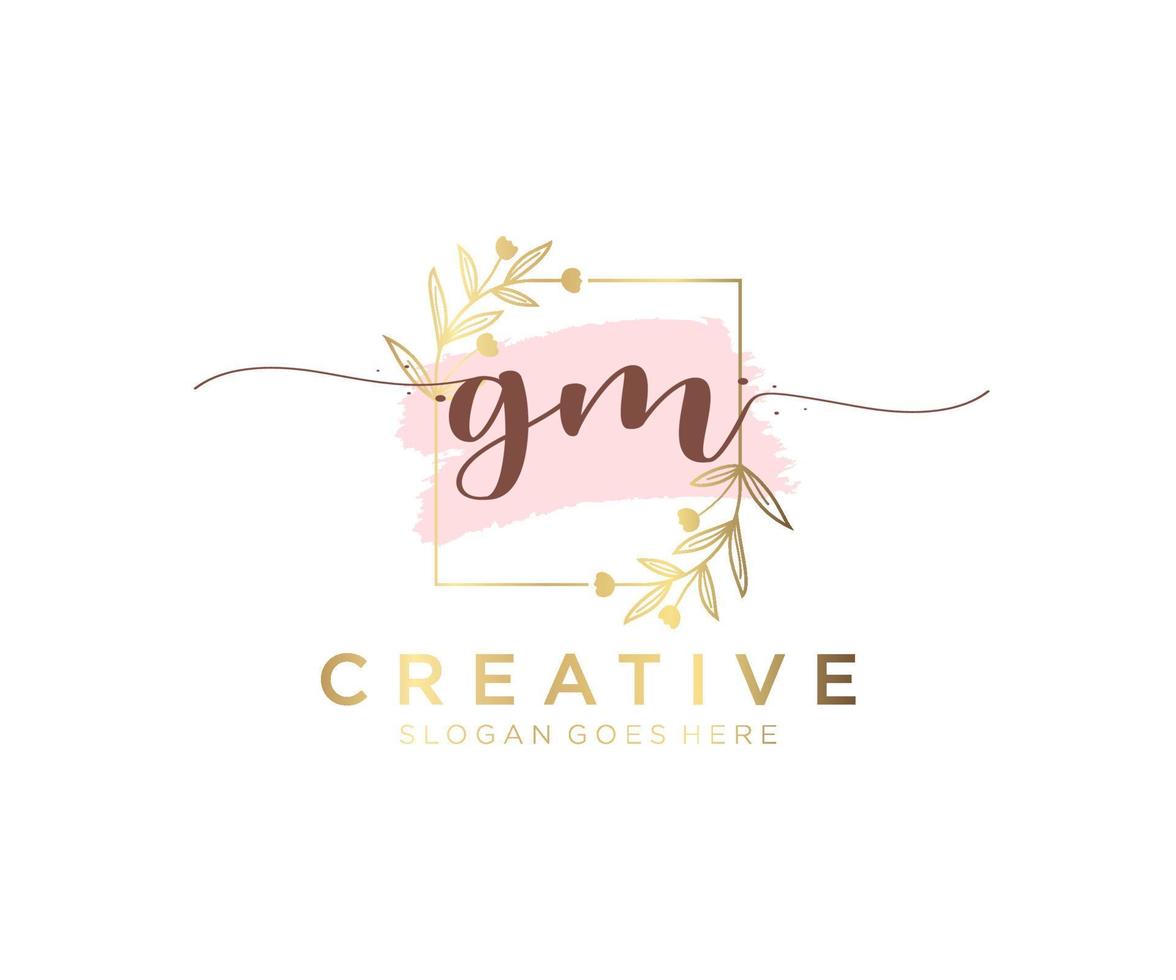 Initial GM feminine logo. Usable for Nature, Salon, Spa, Cosmetic and Beauty Logos. Flat Vector Logo Design Template Element.