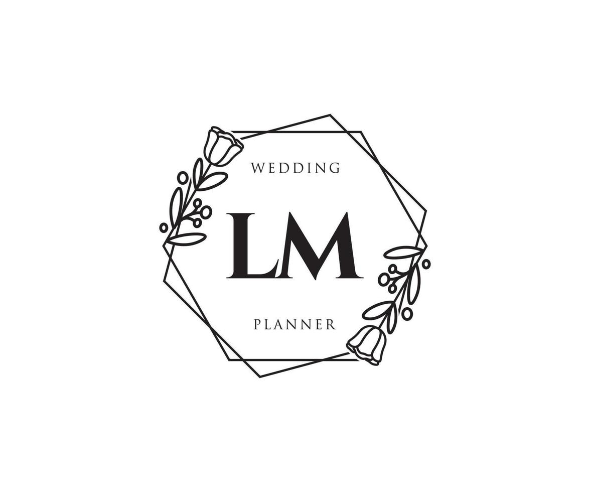 Initial LM feminine logo. Usable for Nature, Salon, Spa, Cosmetic and Beauty Logos. Flat Vector Logo Design Template Element.