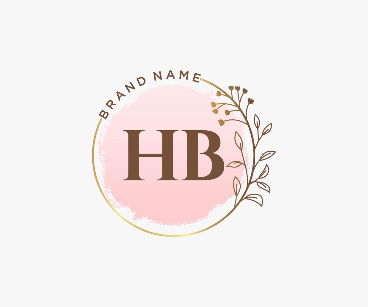 Initial HB feminine logo. Usable for Nature, Salon, Spa, Cosmetic and Beauty Logos. Flat Vector Logo Design Template Element.