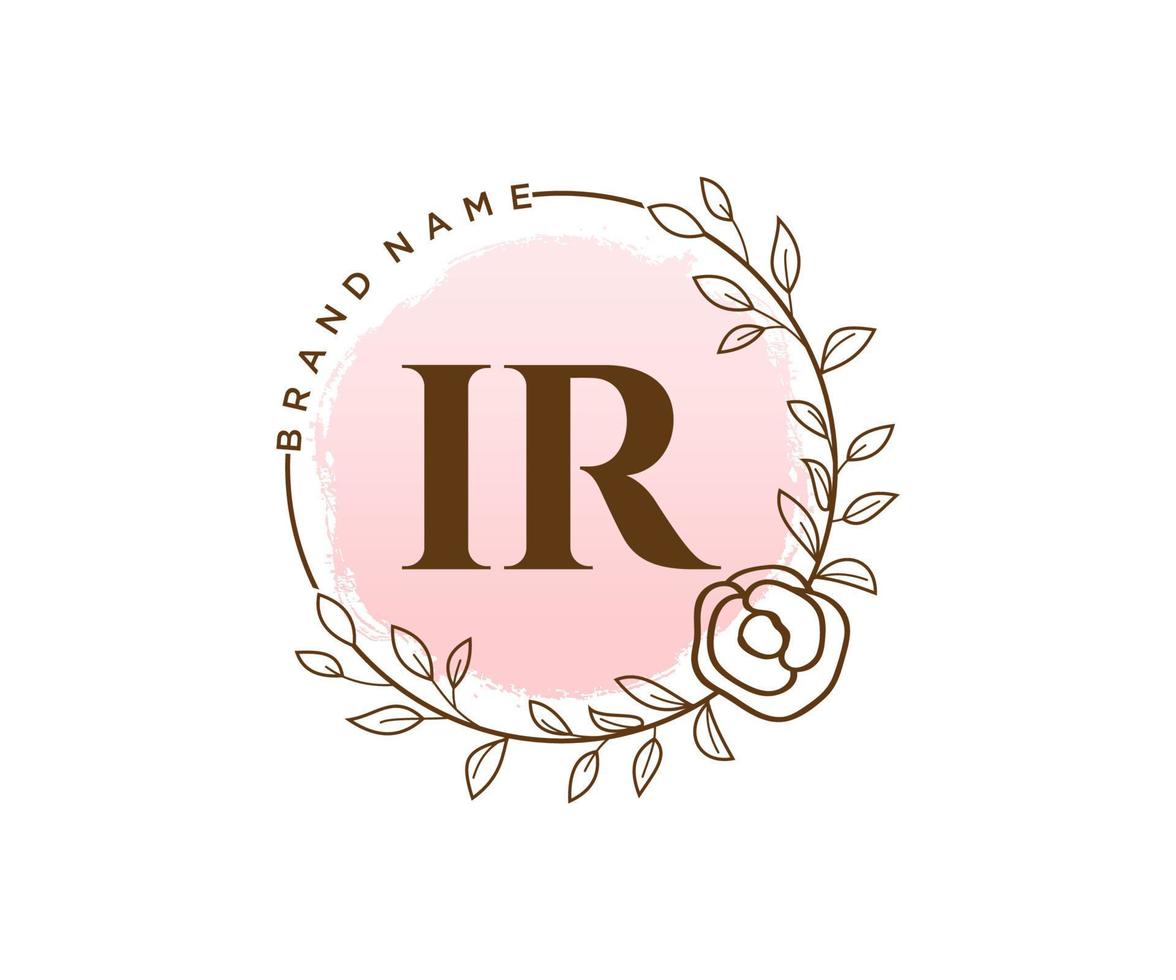 Initial IR feminine logo. Usable for Nature, Salon, Spa, Cosmetic and Beauty Logos. Flat Vector Logo Design Template Element.