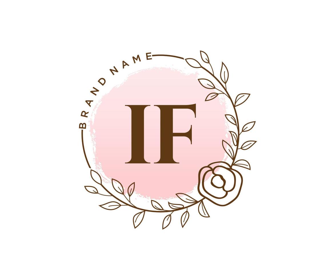 Initial IF feminine logo. Usable for Nature, Salon, Spa, Cosmetic and Beauty Logos. Flat Vector Logo Design Template Element.