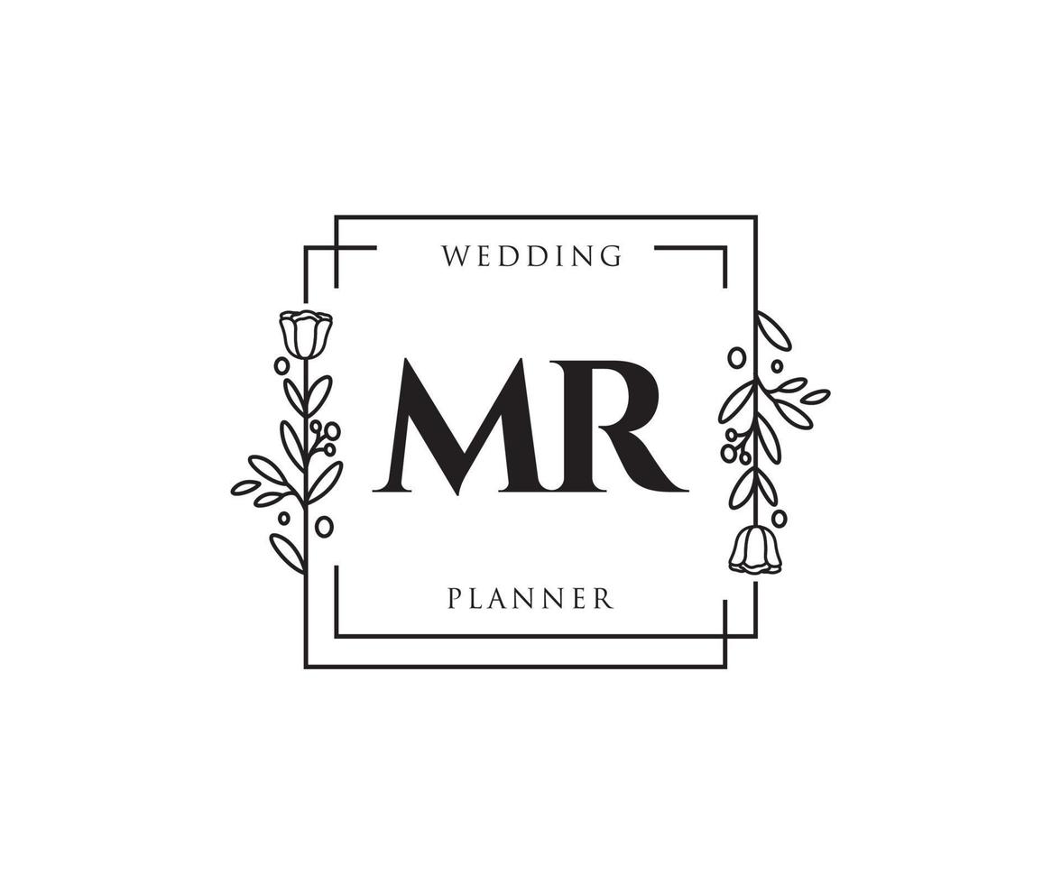 Initial MR feminine logo. Usable for Nature, Salon, Spa, Cosmetic and Beauty Logos. Flat Vector Logo Design Template Element.