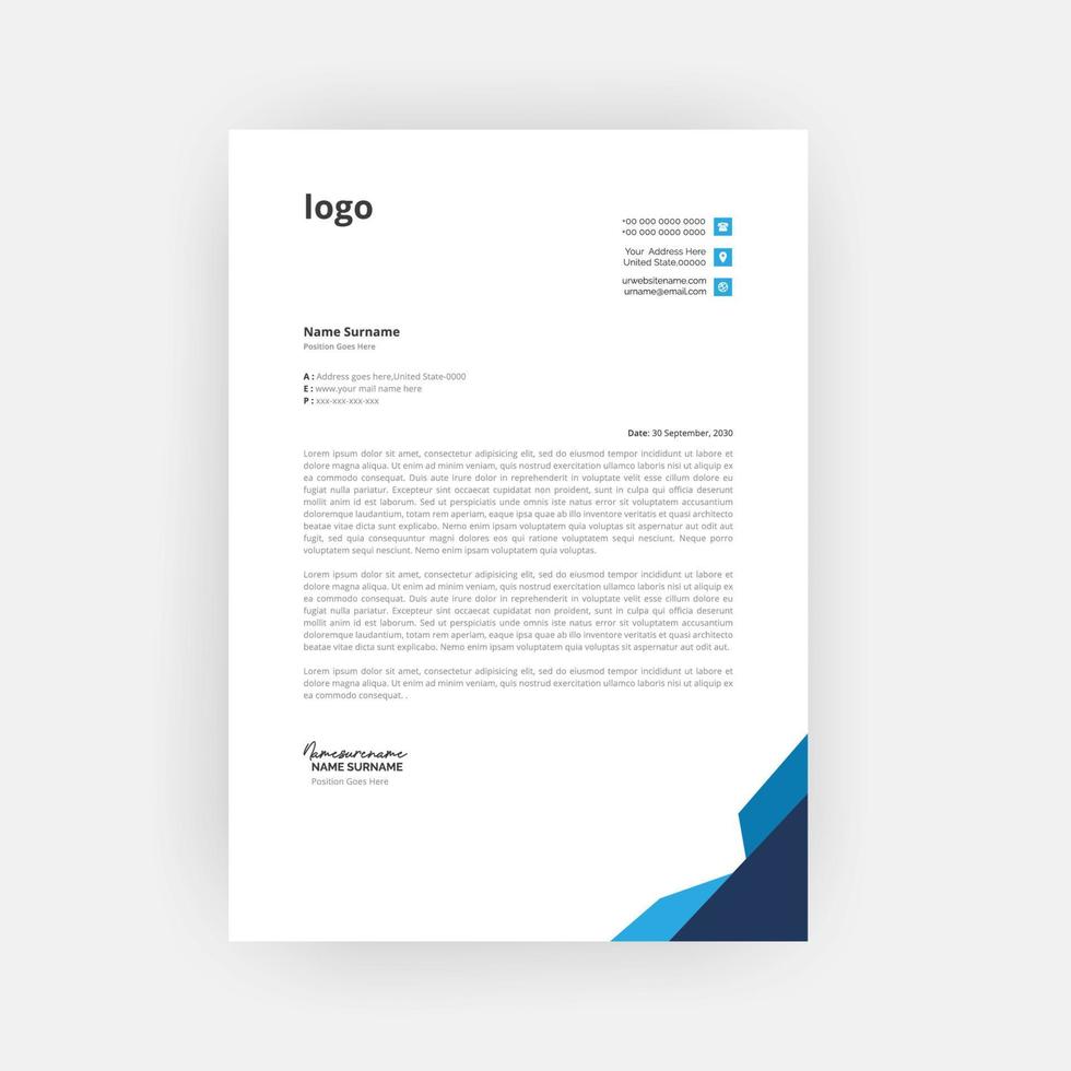 Business corporate Letterhead Template Design vector