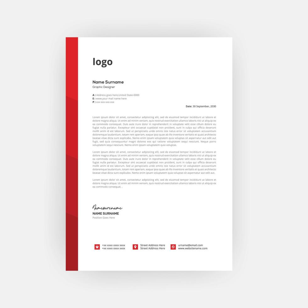 Business Style Letterhead Template Design vector