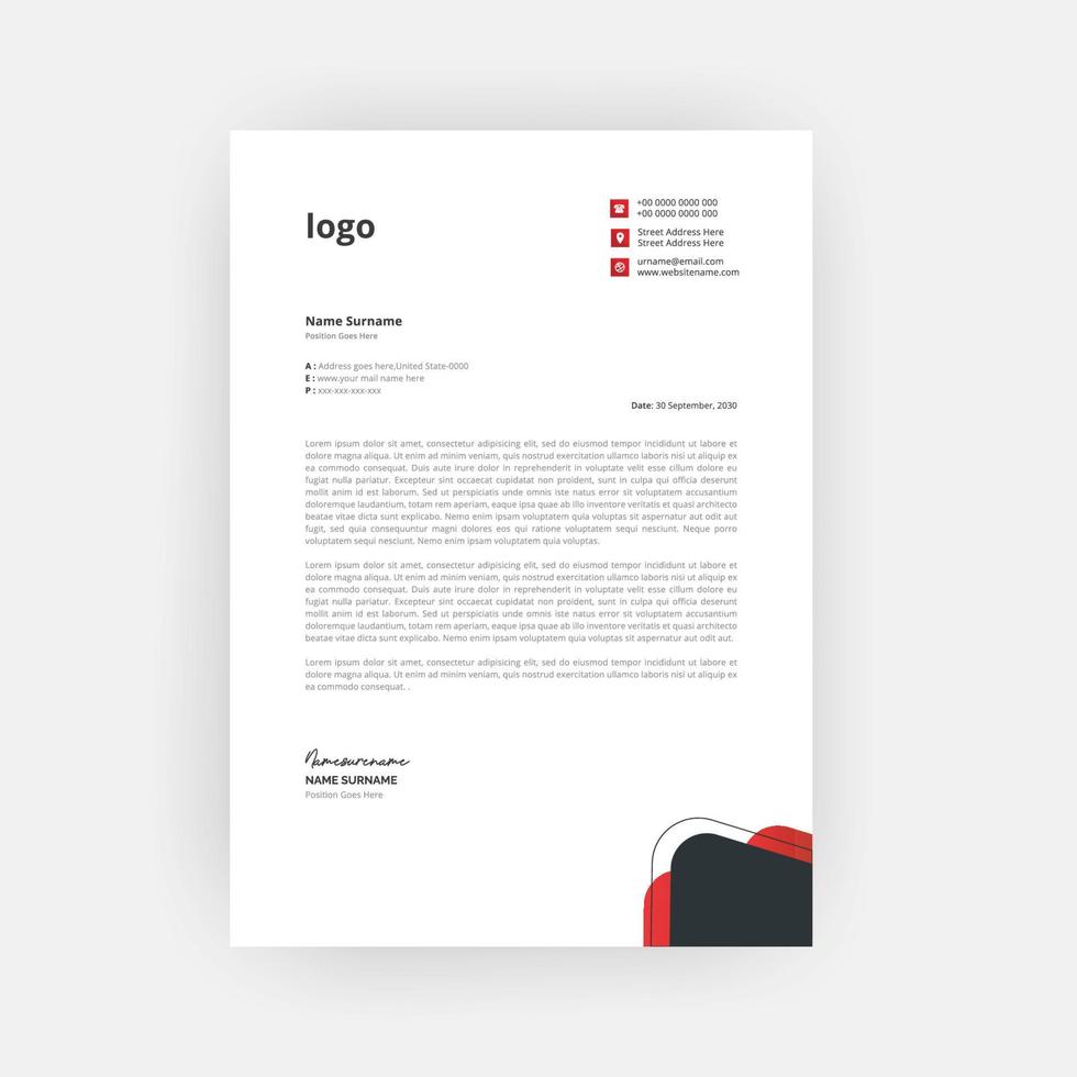 Business Style Letterhead Template Design vector