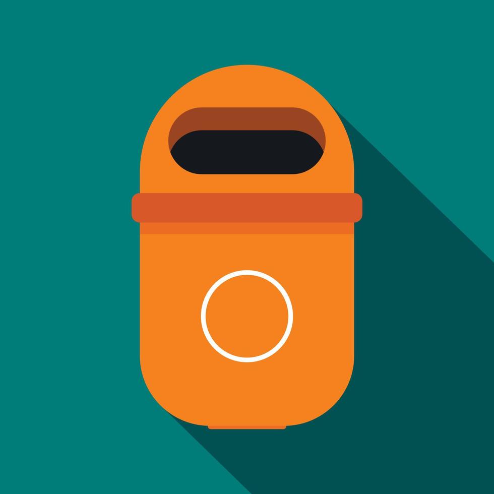 Orange trash can icon, flat style vector