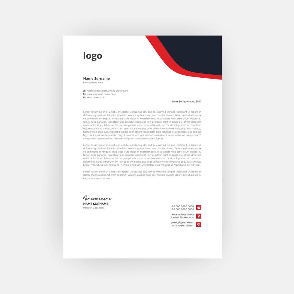 Business Style Letterhead Template Design vector