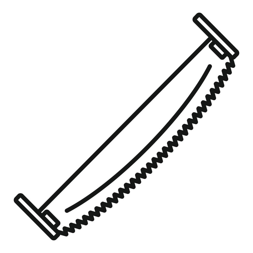 icono de sierra de dos manos, estilo de esquema vector