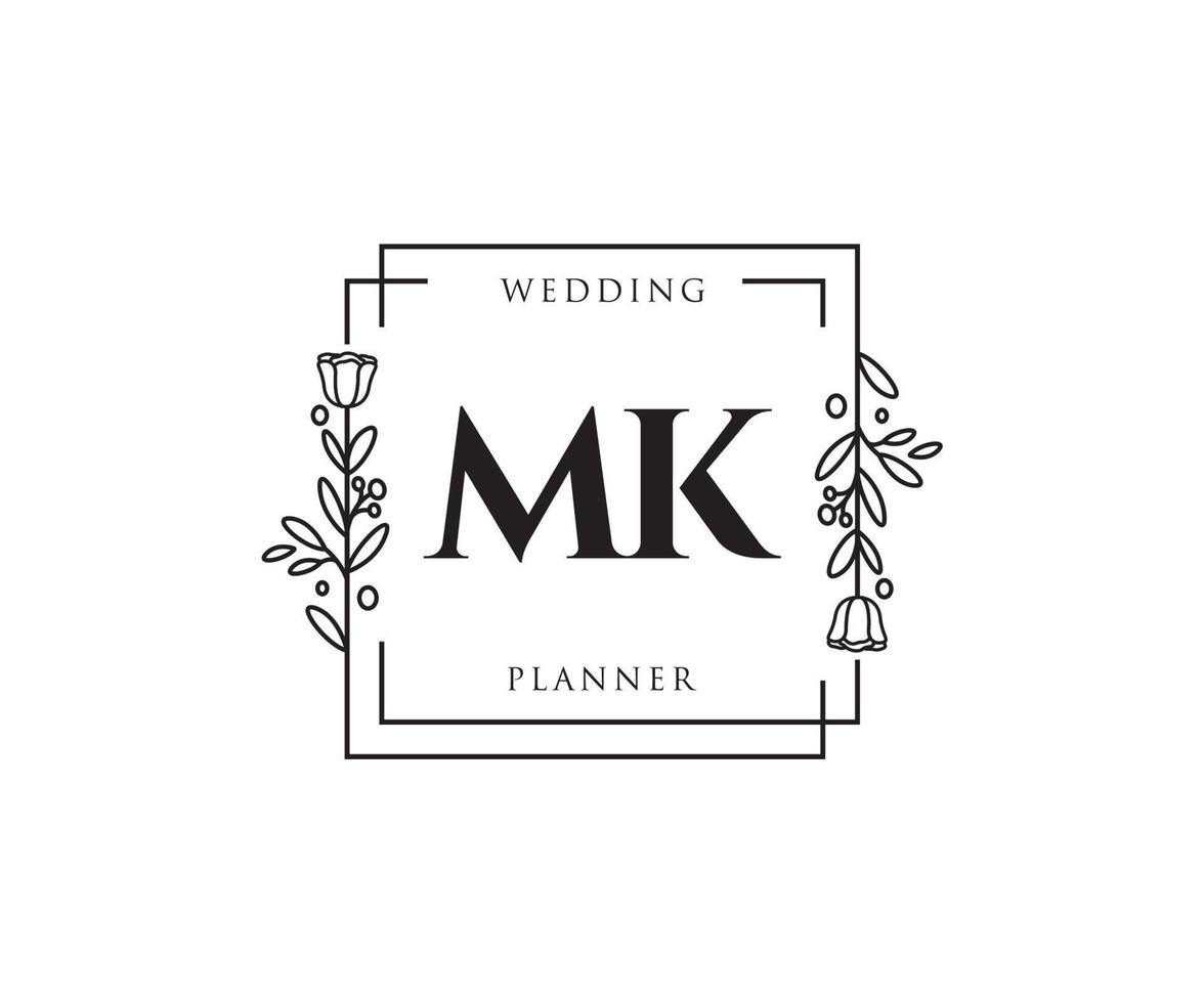 Initial MK feminine logo. Usable for Nature, Salon, Spa, Cosmetic and Beauty Logos. Flat Vector Logo Design Template Element.