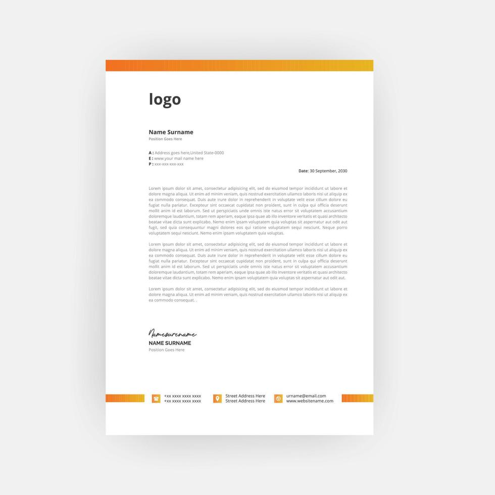 Business corporate Letterhead Template Design vector