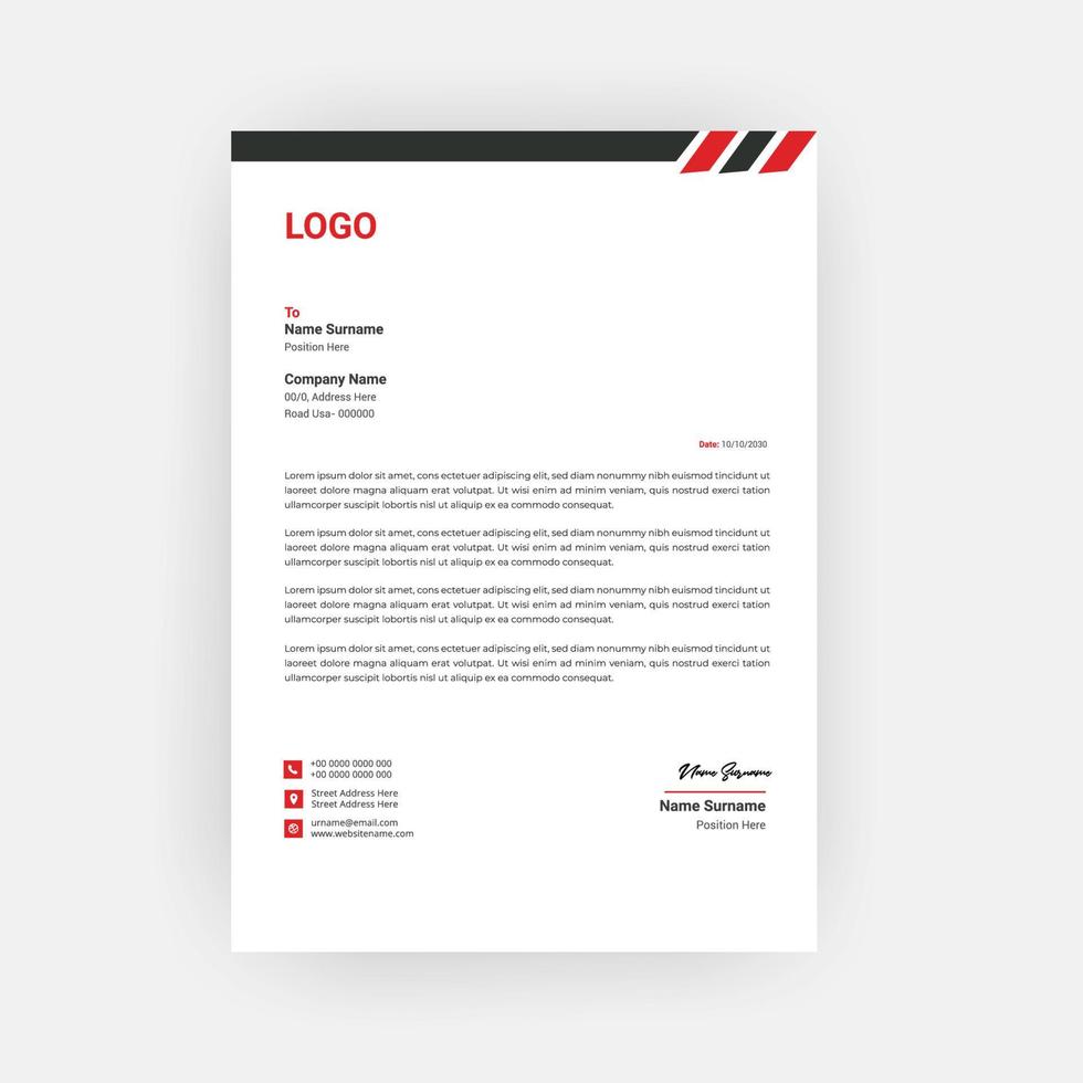 Business Style Letterhead Template Design vector