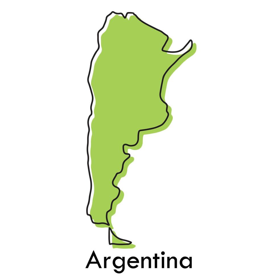 mapa de argentina - concepto estilizado dibujado a mano simple con contorno de línea negra de boceto vector