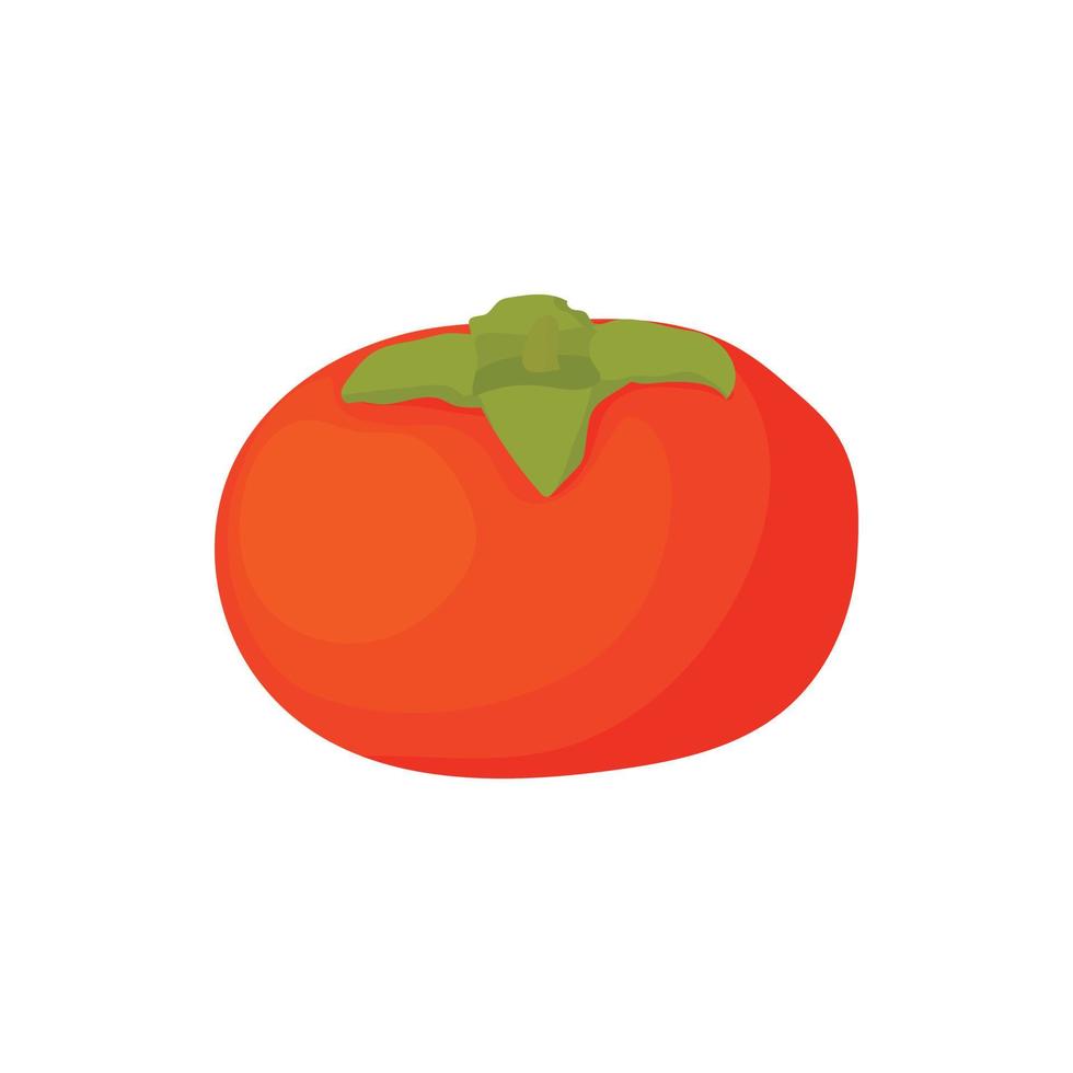 Ripe persimmon icon, cartoon style vector