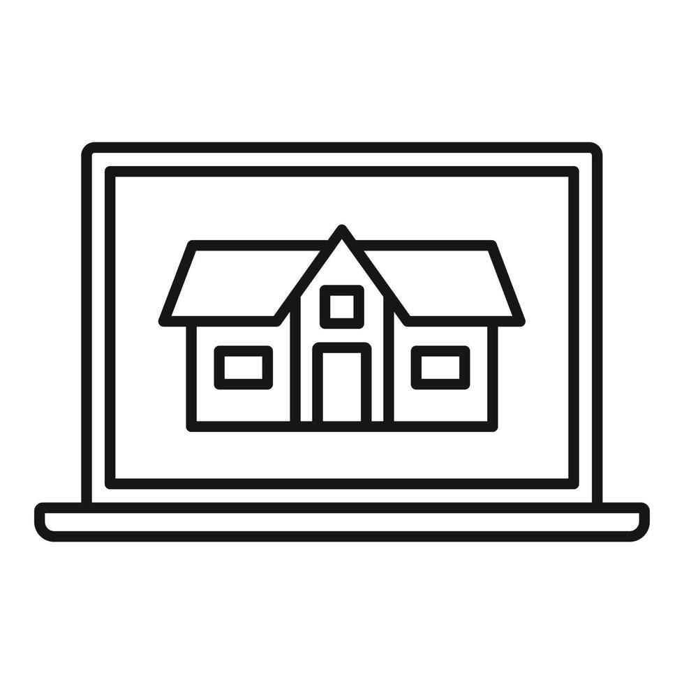 Business architect laptop icon, outline style vector