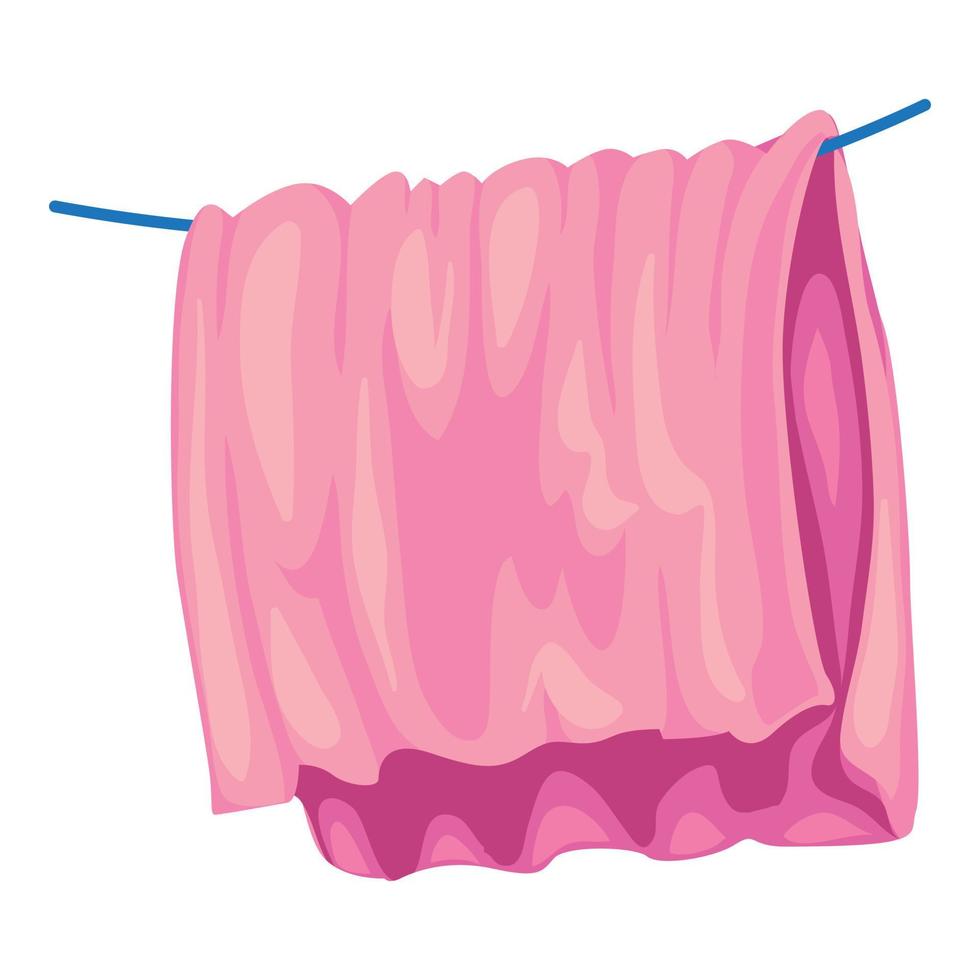 Pink towel icon, cartoon style vector