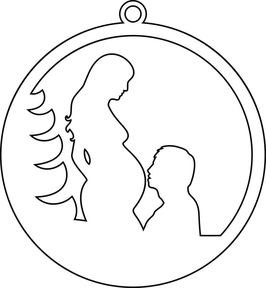 Round frame with a man and a pregnant woman. vector