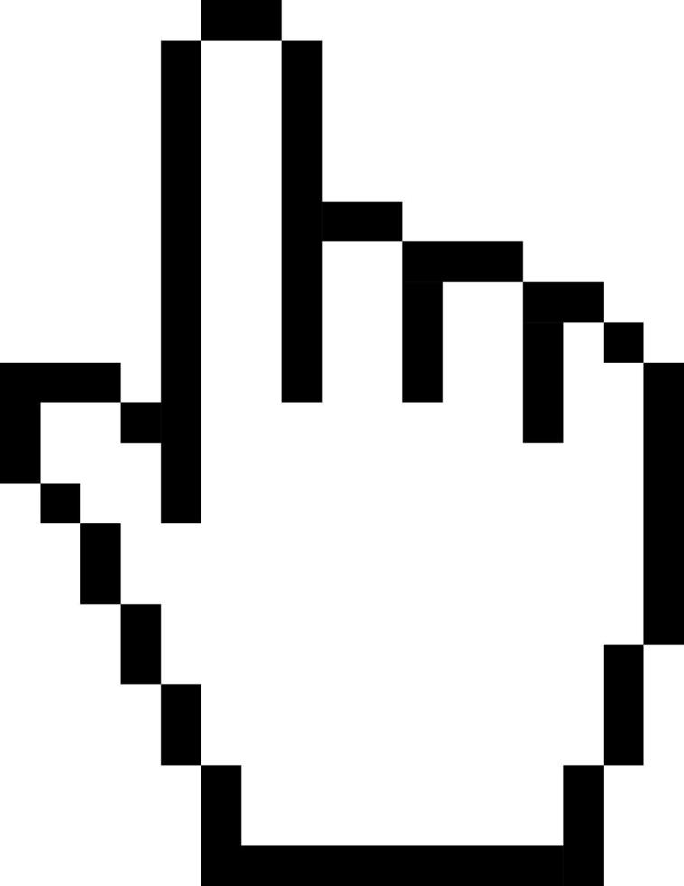 signo de mano con estilo de píxel de icono de dedo índice. vector